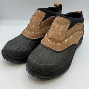 L.L. Bean Women’s Tan and Black Slip-On Duck Shoes Ankle Boots Size 11